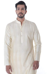 Offwhite Cotton Silk Blend Pintuck Kurta