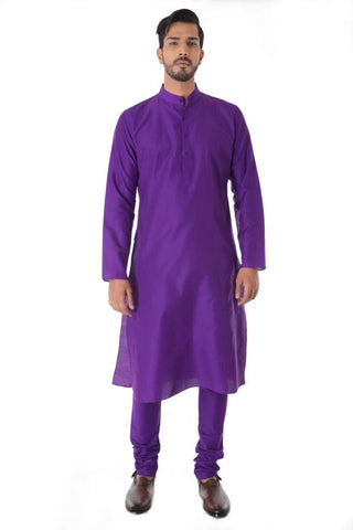 Purple Kurta with Self Stitched & Churidar