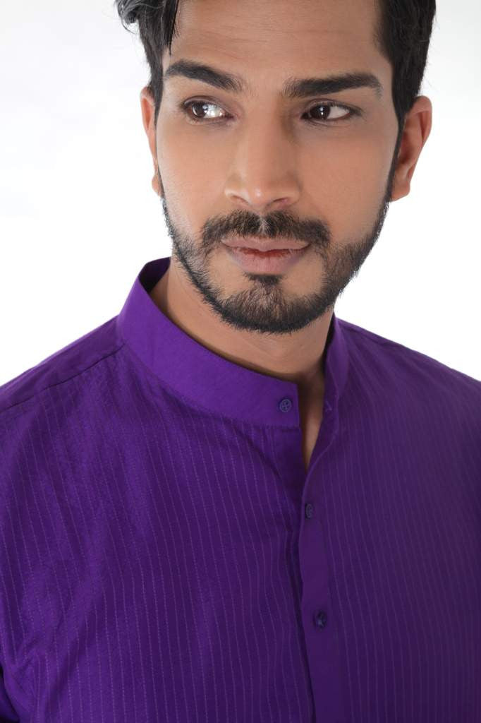 PURPLE KURTA WITH SELF STITCHED & CHURIDAR