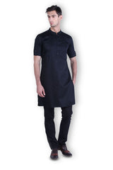 Men's Black Silk Kurta