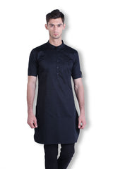 Men's Black Silk Kurta