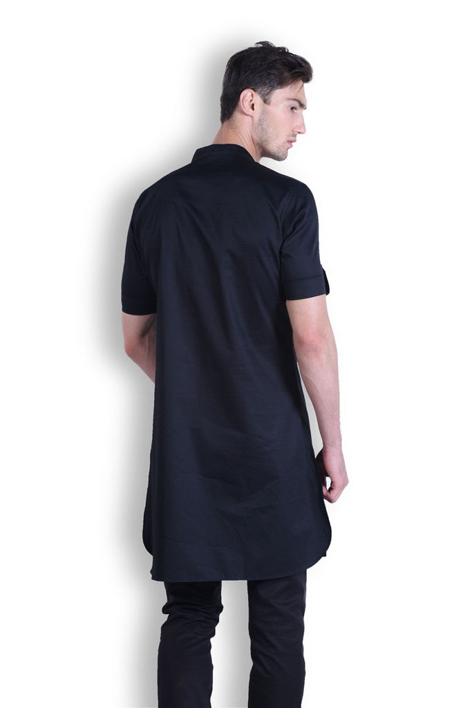 MEN'S BLACK SILK KURTA