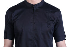 Men's Black Silk Kurta