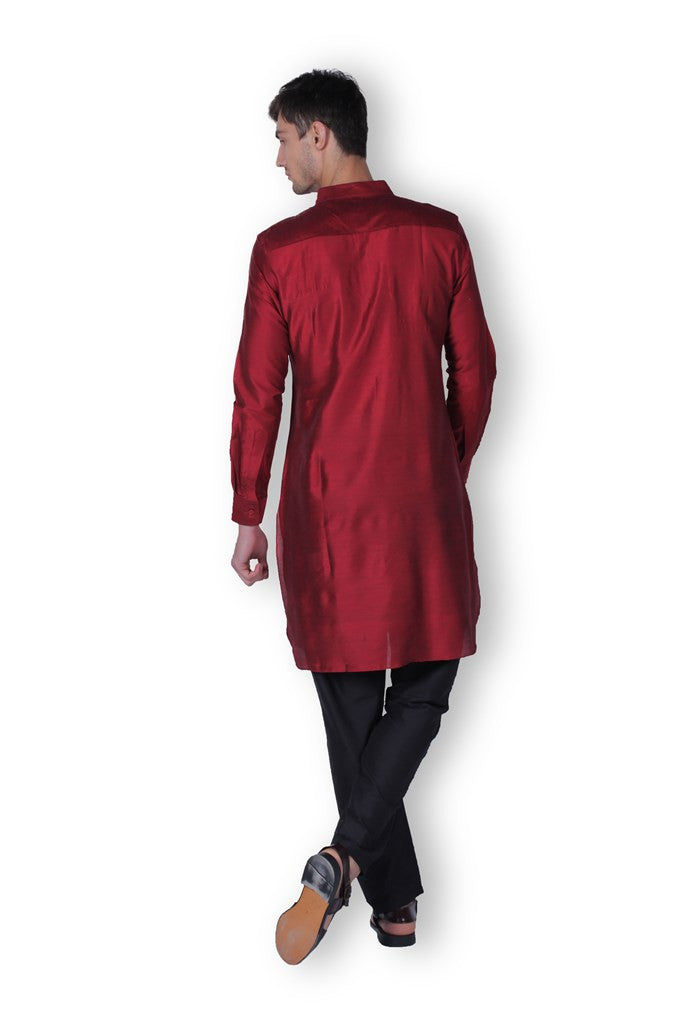 MEN'S PATHANI MAROON COTTON KURTA