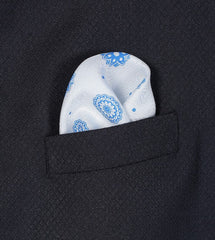 Twill Silk Printed Blue Pocket Square