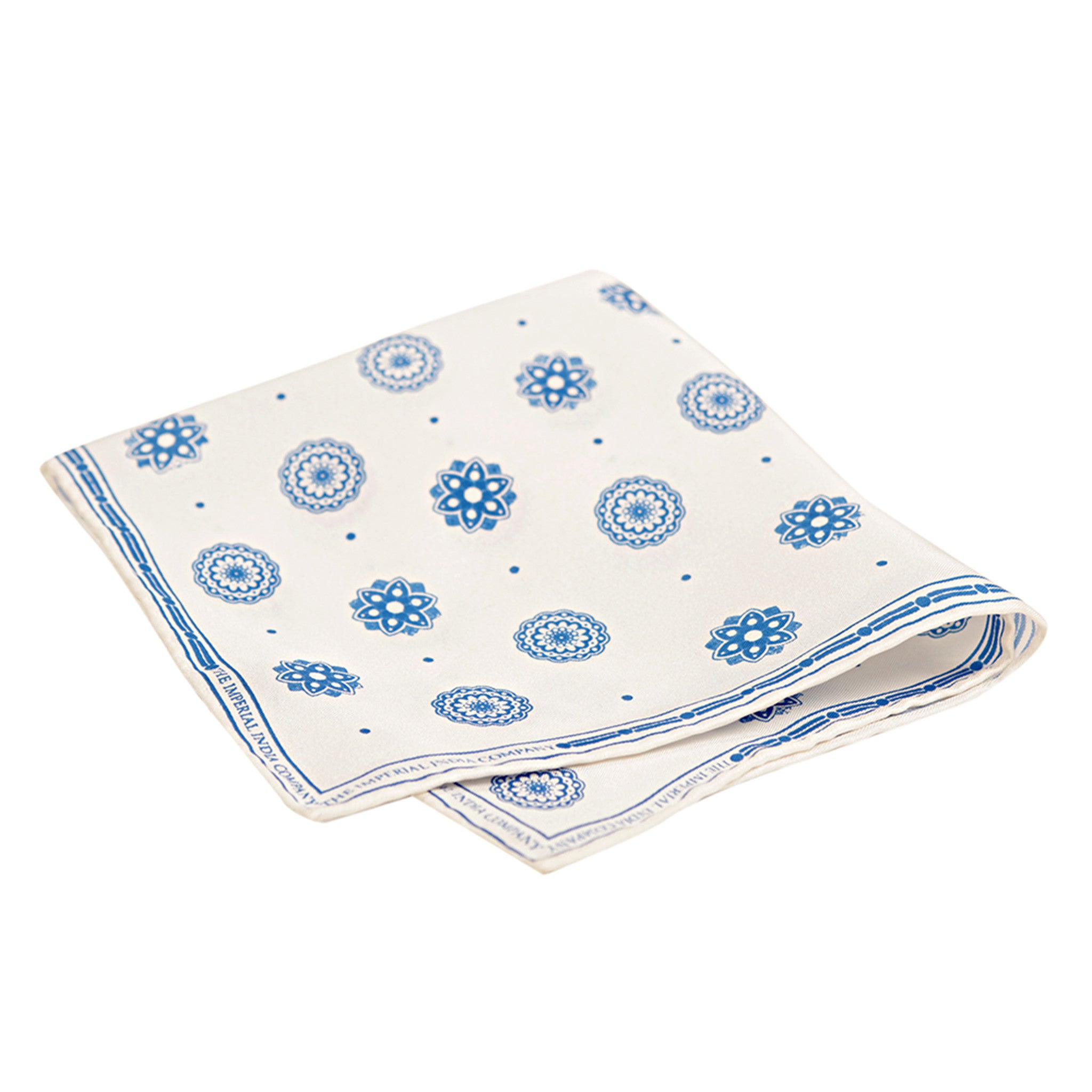 Twill Silk Printed Blue Pocket Square
