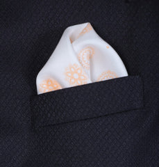 Twill Silk Printed Orange Pocket Square