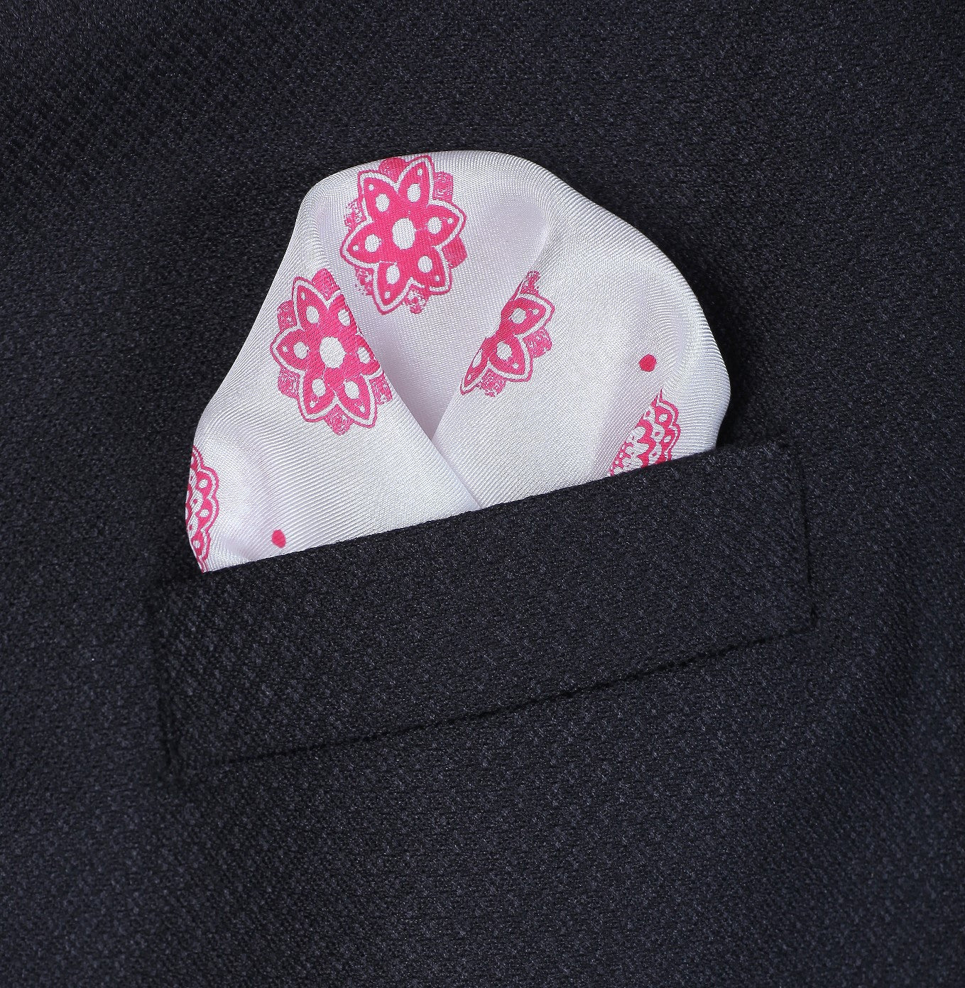 Flower Print Red Pocket Square