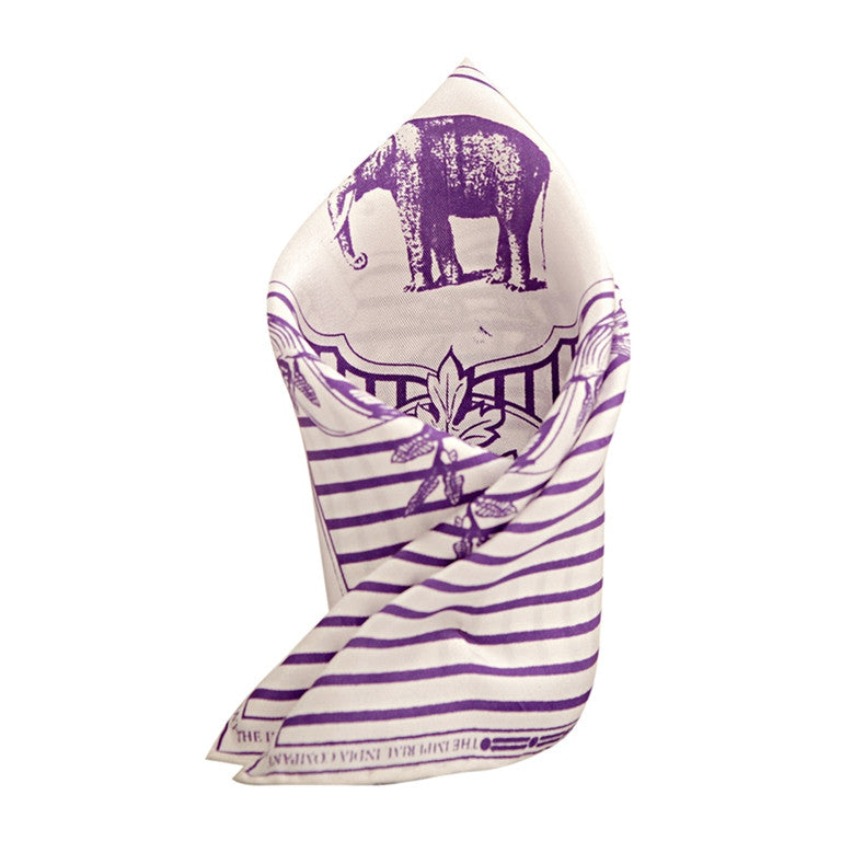 Purple Stripped Print Pocket Square