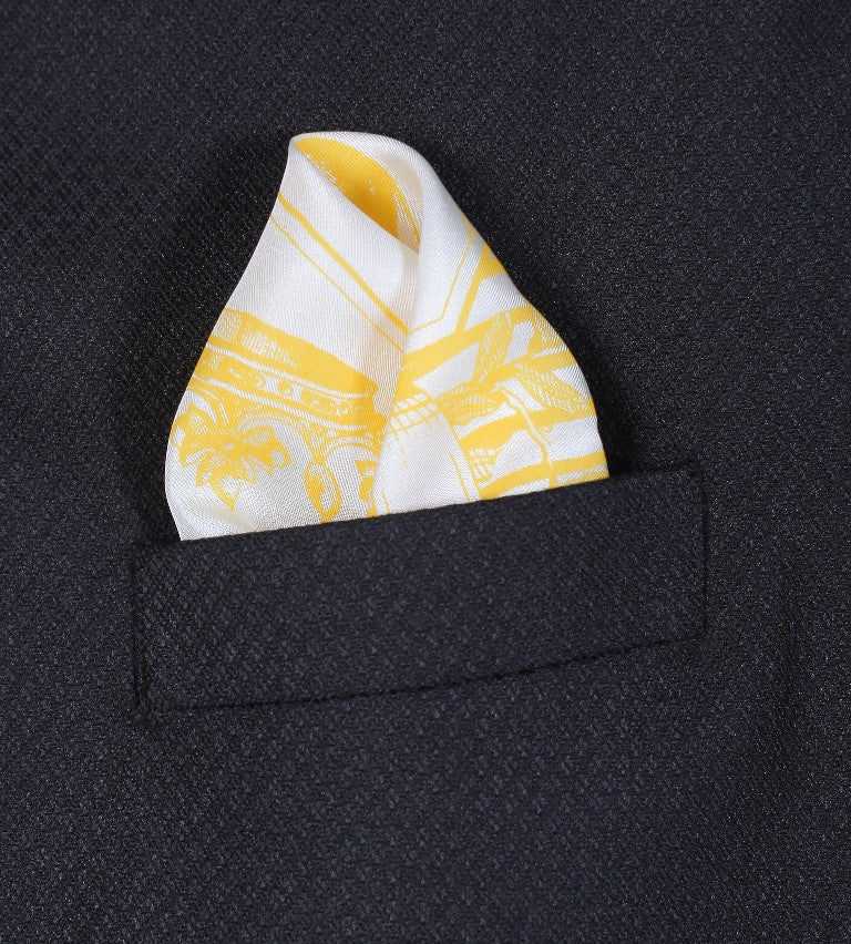 Yellow Stripped Pocket Square
