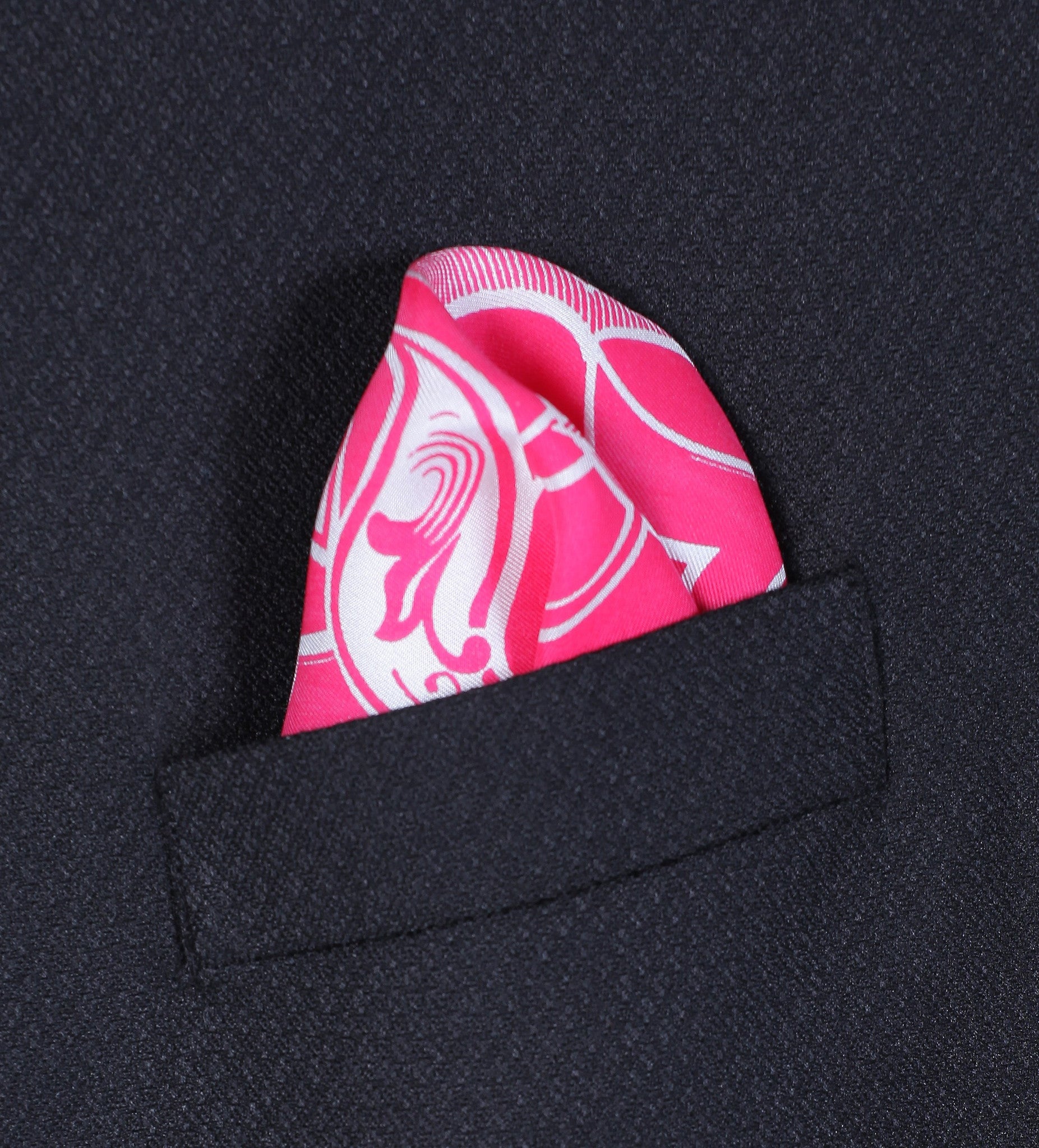 Printed Crest Maroon Pocket Square