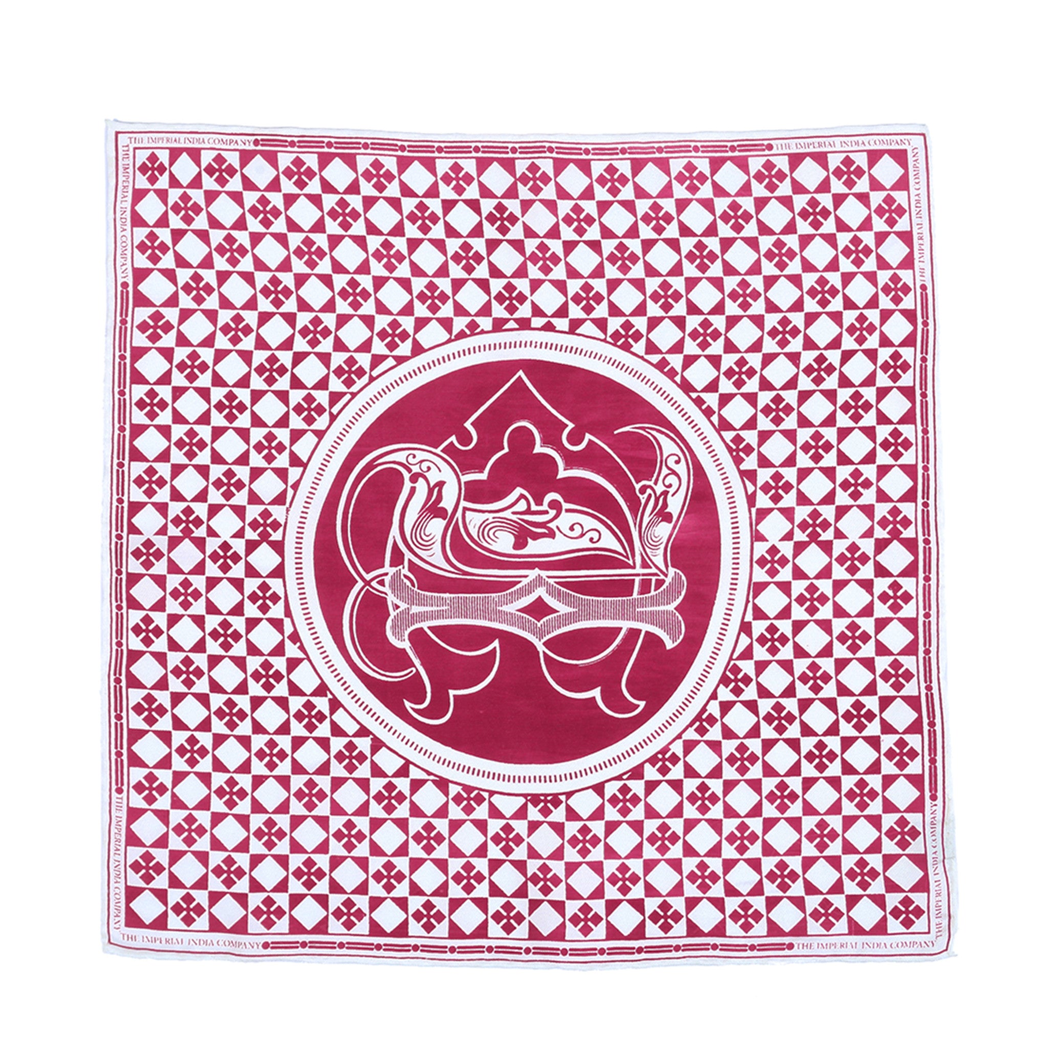 Printed Crest Maroon Pocket Square