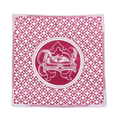 Printed Crest Maroon Pocket Square