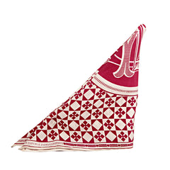 Printed Crest Maroon Pocket Square