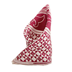 Printed Crest Maroon Pocket Square