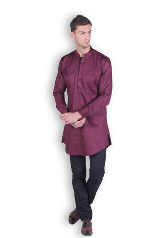 Men's Cotton DK Wine Satin Shirt