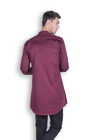 Men's Cotton DK Wine Satin Shirt