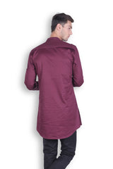 Men's Cotton DK Wine Satin Shirt