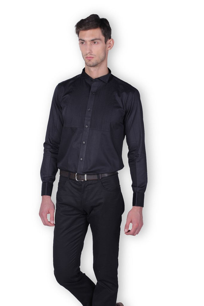 MEN'S COTTON BLACK ANTONIO FULL SLEEVE SHIRT