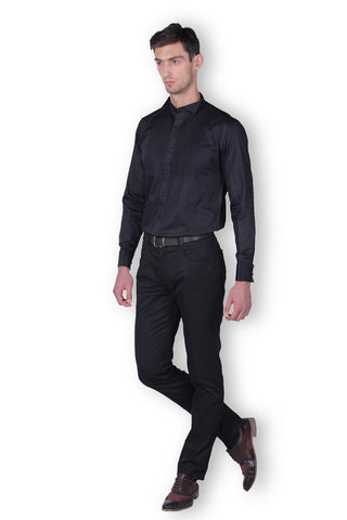 Men's Cotton Black Antonio Full Sleeve Shirt
