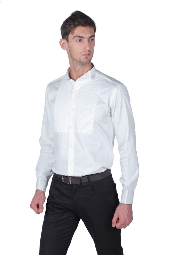 MEN'S COTTON WHITE ANTONIO FULL SLEEVE SHIRT