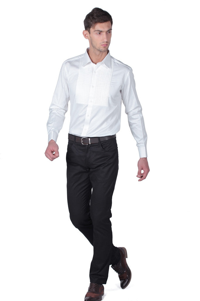 MEN'S COTTON WHITE ANTONIO FULL SLEEVE SHIRT