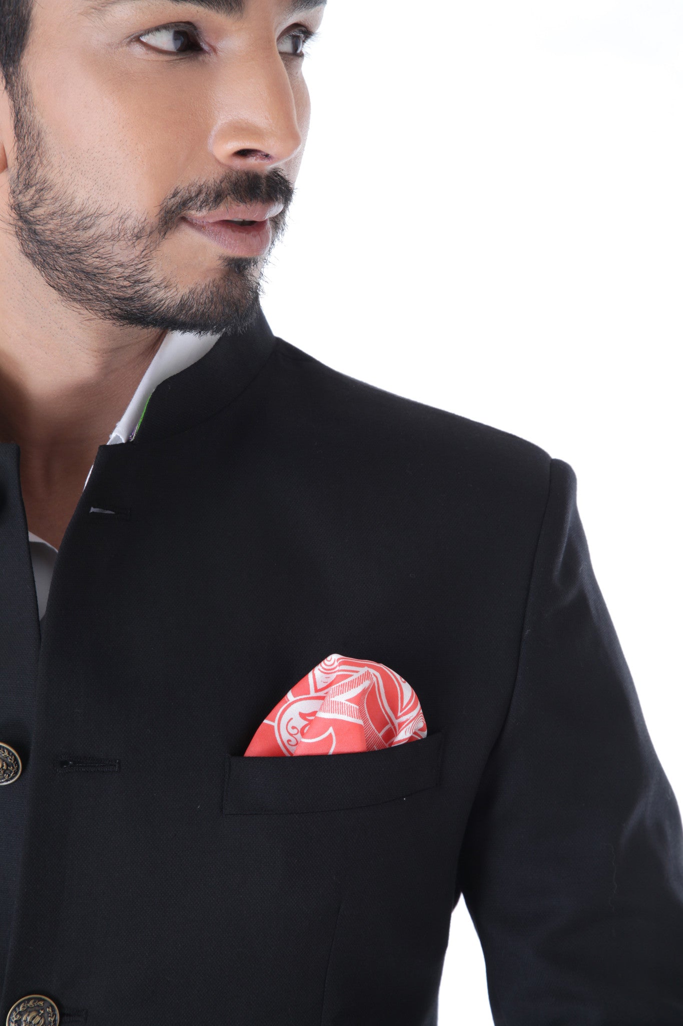 BLACK BANDHGALA JACKET WITH MUSTARD BREECHES