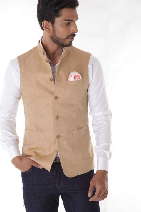 BEIGE LINEN CLASSIC WAISTCOAT